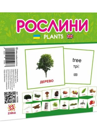 Розвивальні дитячі картки рослинності 145596 на українській та англійській1 фото