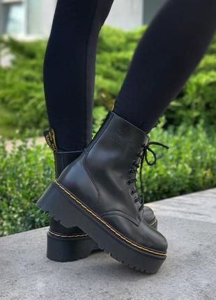 Ботинки dr. martens jadon black лого, кожаные мартинсы на платформе3 фото