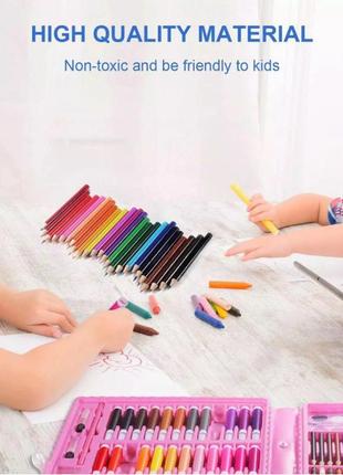 Дитячий художній набір для малювання art set на 150 предметів, маркери, фарби, олівці, відеоогляд!2 фото