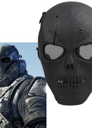 Маска-шлем для страйкбола, мотоцикла лыжная маска, для хэллоуина, черная1 фото
