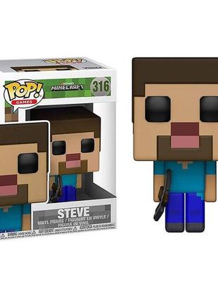 Фигурка стив. фанко поп майнкрафт. funko pop minecraft. статуэтка стив (steve) из игры майнкрафт 10 см