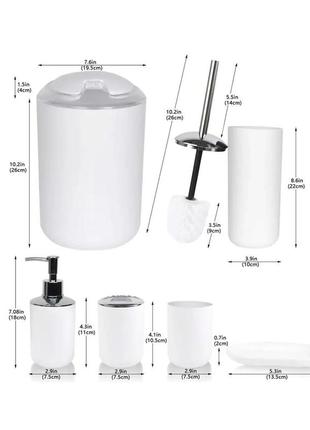 Набор аксессуаров для ванны bathlux из 6 предметов, стильный современный комплект белый4 фото