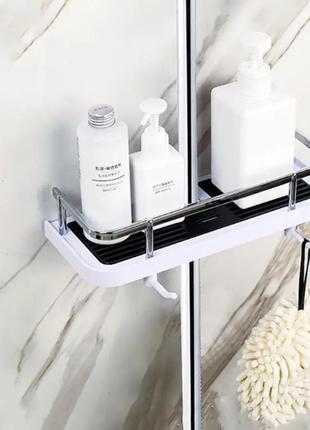 Полиця для ванної кімнати shower rack регульована стійка для душу з тримачем шланга та гачками3 фото