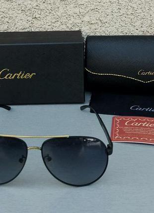 Брендові  окуляри краплі чоловічі сонцезахисні чорні з золотом поляризированые