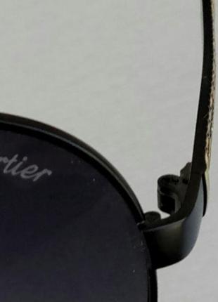 Cartier очки капли мужские солнцезащитные черные с золотом поляризированые9 фото