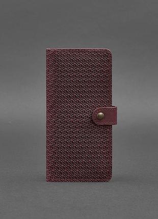 Кошелек кожаный женский на кнопке марсала фактурный