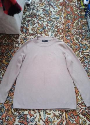 Базовый бежевый свитер джемпер кофта свободного силуэта оверсайз в рубчик от скандинавского бренда на весну3 фото