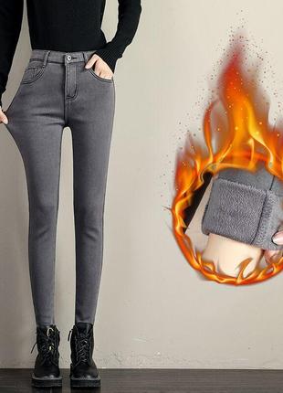 Утепленные зимние брюки джинсы2 фото