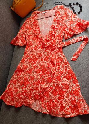 Легке ошатне яскраве плаття на запах із віскози 44-46 розміру4 фото