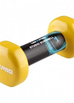 Гантель вінілова studio dumbbell жовтий 1кг (lp8076-1)2 фото