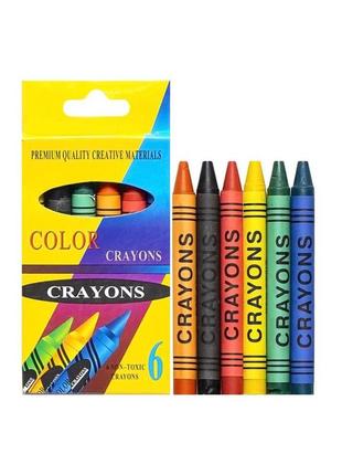 Олівці воскові crayons s-2006a 6 кольорів1 фото