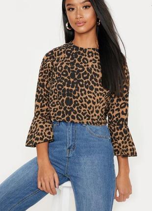 Укороченная блуза petite tan с леопардовым принтом1 фото