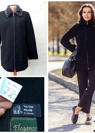 Классное стильное черное шерстяное укороченное пальто на молнии eleganze 💣1 фото