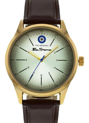 Оригинальн! мужские часы ben sherman с белым циферблатом и коричневым кожаным ремешком