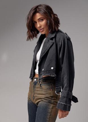 Короткая женская джинсовка в стиле grunge4 фото