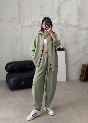 Льняний брючний костюм🌿 спортивний костюм льон