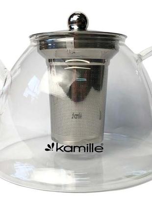 Чайник стеклянный огнеупорный kamille - 1500 мл с заварником1 фото