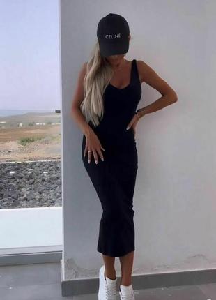 Жіноча сукня сарафан довгий  + кофта рубчик : 42-44, 46 -48, 50-52. чорний5 фото