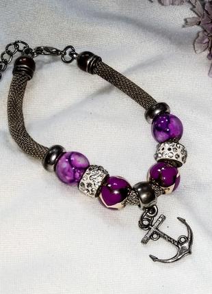 Фіолетово-сріблястий браслет