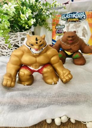 Стретч-іграшки elastikorps 16 см бійці золотий тигр, ведмідь б'єорн