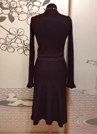 Брендовое трикотажное вискозное платье миди  в рубчик8 фото