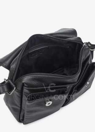 Сумка жіноча чорна шкіряна чорна сумка із натуральної шкіри virginia conti5 фото