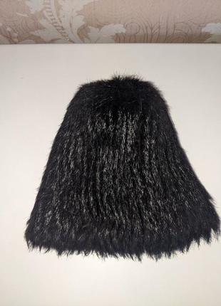 🌿женская меховая норочная черная шапка на вязаной трикотажной основе