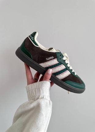 Адидас самба кеды зеленые adidas samba x notitle green / brown