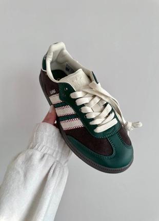 Адидас самба кеды зеленые adidas samba x notitle green / brown4 фото