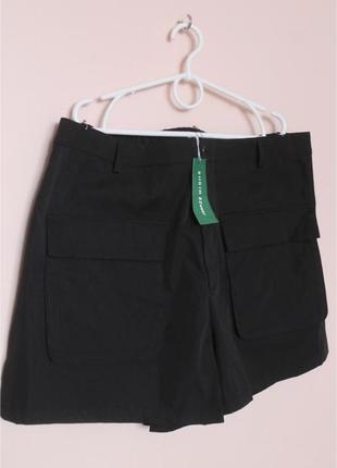 Чорні шорти з накладними карманами, чорні батальні шортики, короткі стильні шорти 56-58 р.1 фото
