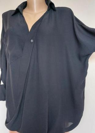 Чорна шифонова блуза,сорочка6 фото