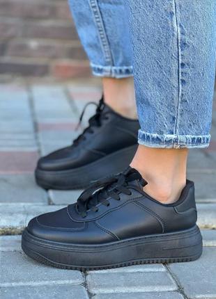 Кеди кросівки на платформі чорні демі весна осінь жіночі