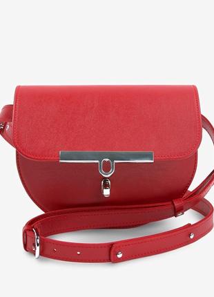 Женская сумка полукруглая натуральная кожа красная bridget8 фото