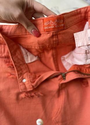 Джинсовая мини юбка оранжевая коралловая размер s3 фото