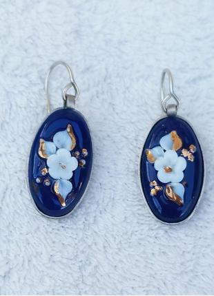Порцелянові вінтажні сережки "квітка"