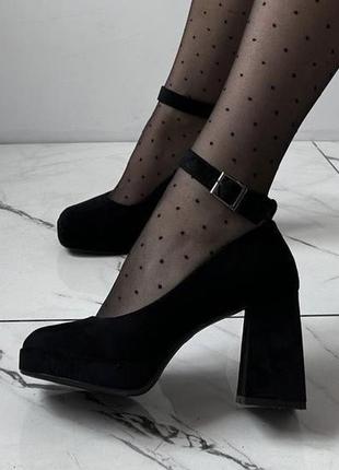 Женские черные замшевые туфли
