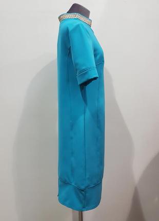 Нарядное платье, с камушками и жемчугом, голубое, новое размер 48 -503 фото