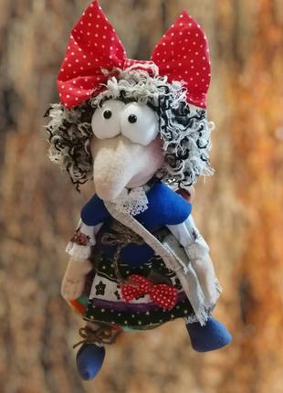 Баба яга гламурна інтер'єрна лялька оберег бабка їжачка ручної роботи
