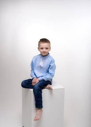 Льняна вишиванка для хлопчика вишита сорочка з льону2 фото