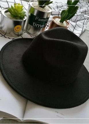 Шляпа женская фетровая федора с устойчивыми полями черная4 фото