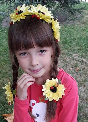 Ободочек+пара резиночек с подсолнушками.