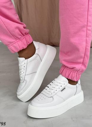 Женские кеды, белая, натуральная кожа