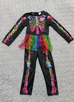 Карнавальный костюм девочка скелет , тайна коко 3-4 года