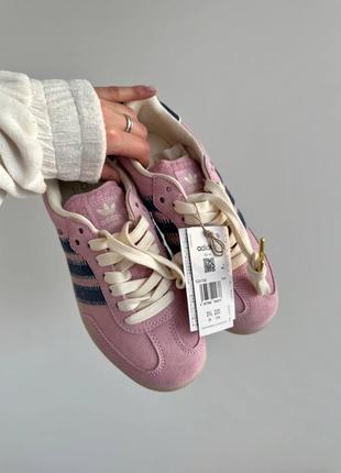 Женские кеды adidas samba x notitle pink/navy/адидас самба розовые/женская демисезонная обувь на лето, весну, осень2 фото