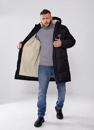 Куртка чоловіча  плащівка еко-овчина зима3 фото