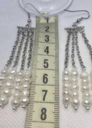Сережки з прісноводними перлами6 фото