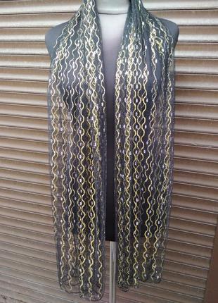 Распродажа, шарф весенне-осенний, черный, 180х80 см, легкий5 фото