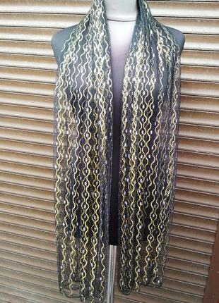 Розпродаж, шарф весняно-осінній, чорний, 180х80 см, легкий