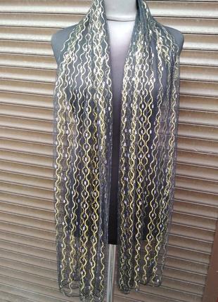 Распродажа, шарф весенне-осенний, черный, 180х80 см, легкий4 фото