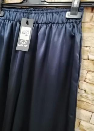 Широкие брюки кюлоты атлас с карманами8 фото